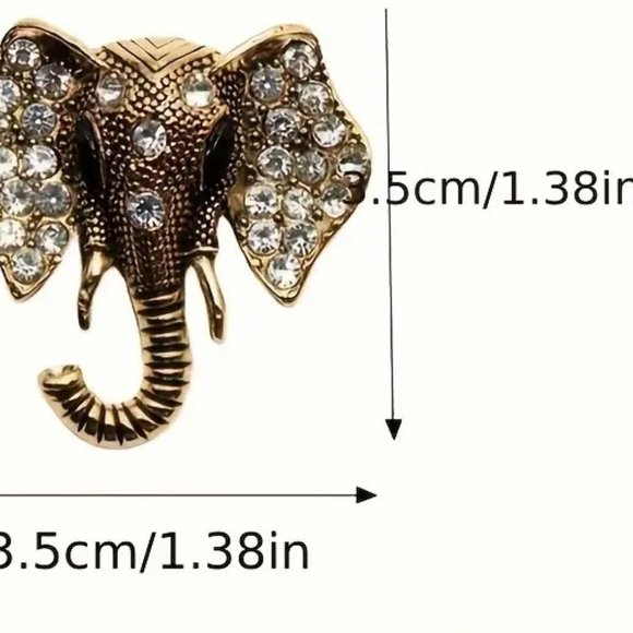 Elephant Brooch Pin Rhinestone Silver Sparkle Dazzle Glam Lucky Asia Geisha Fun - Picture 3 of 3